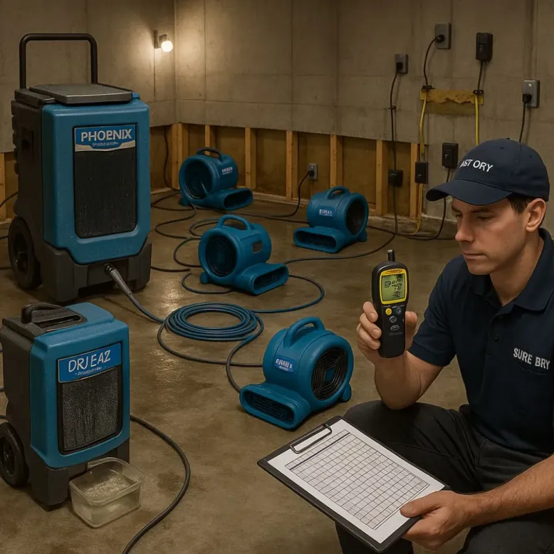 Structural Drying and Dehumidification process in Goreville, IL